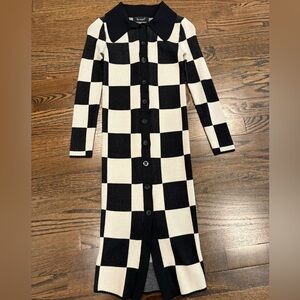 Checkerboard Knit Button-Down Midi Dress XS (purchased from Shopbop)